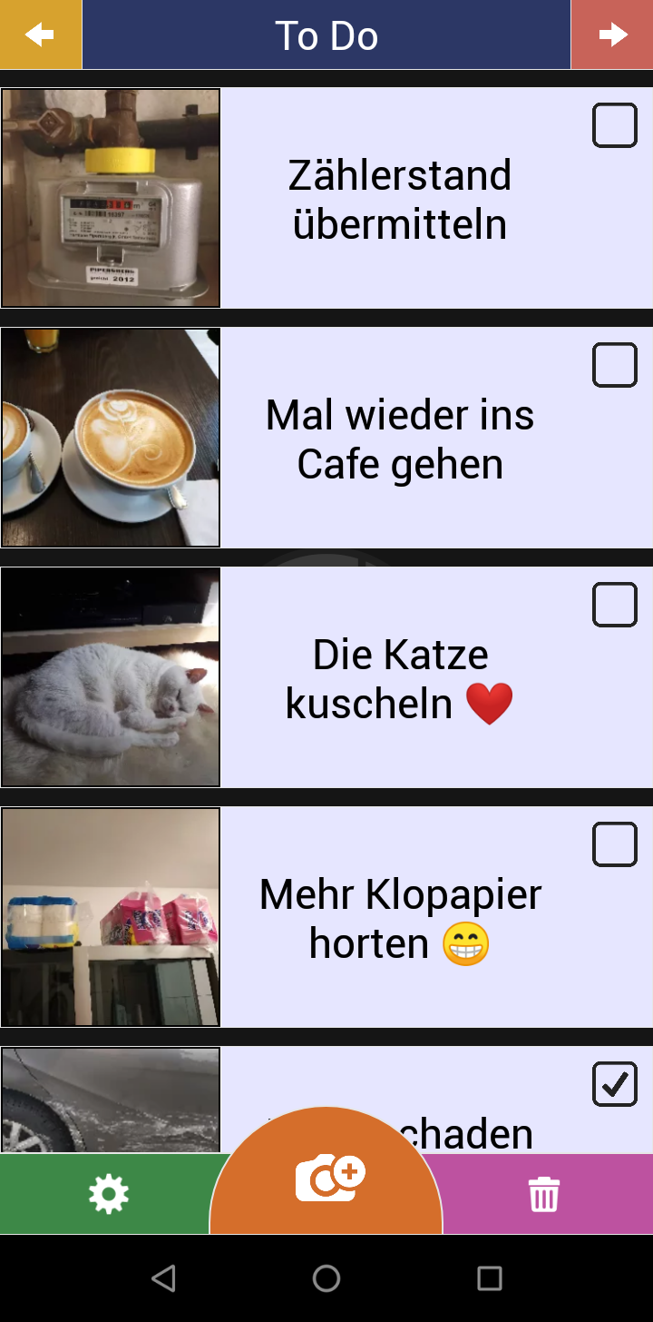 Fotodo organisiert Aufgaben und Notizen als Listen und ergänzt sie mit Fotos, Audio, Spracheingabe, Erinnerungen sowie Backup- und Export-Funktionen.