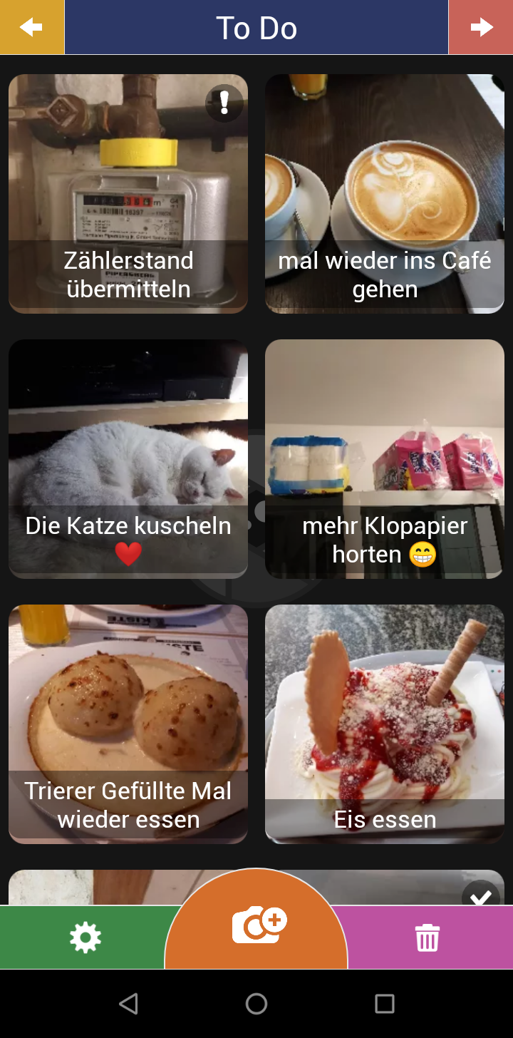 Fotodo organisiert Aufgaben und Notizen als Listen und ergänzt sie mit Fotos, Audio, Spracheingabe, Erinnerungen sowie Backup- und Export-Funktionen.